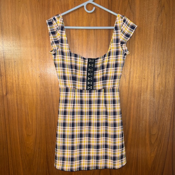 Capulet Lera Yellow Dixon Plaid Short Sleeve Mini Dress Size S - Picture 3 of 6